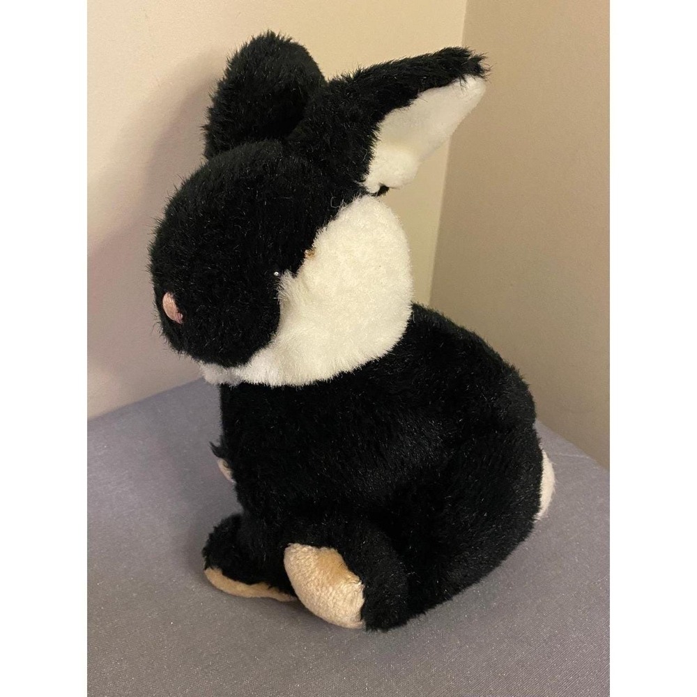 Gund 1988 Plush Bunny Rabbit Black White Vintage Stuffed Animal 10" s23